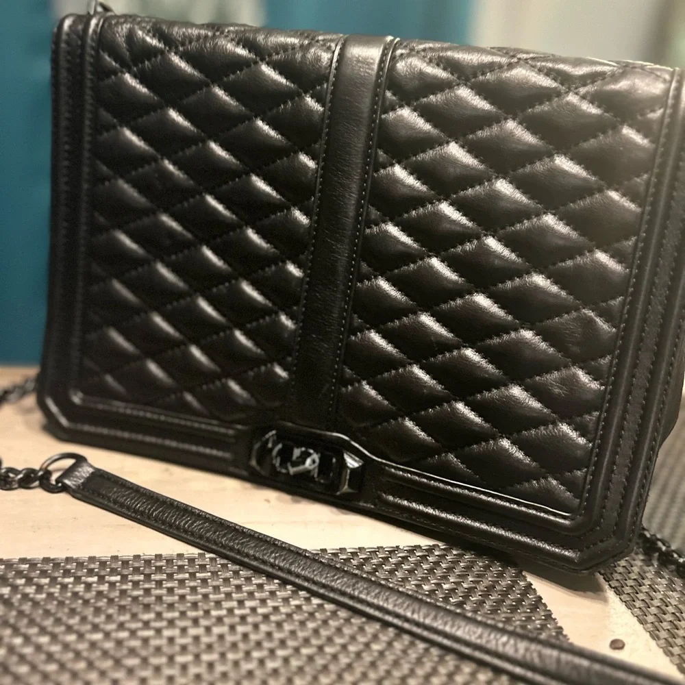 Rebecca Minkoff Black Quilted Chain Shoulder Bag - Picture 5 of 10